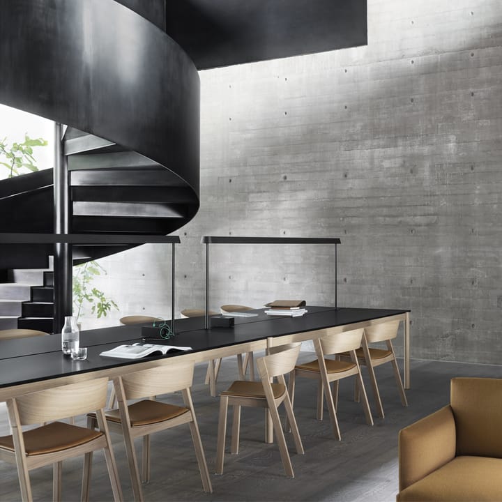 Linear System End Module -pöytä, White laminate-Oak 142 x 120 cm Muuto