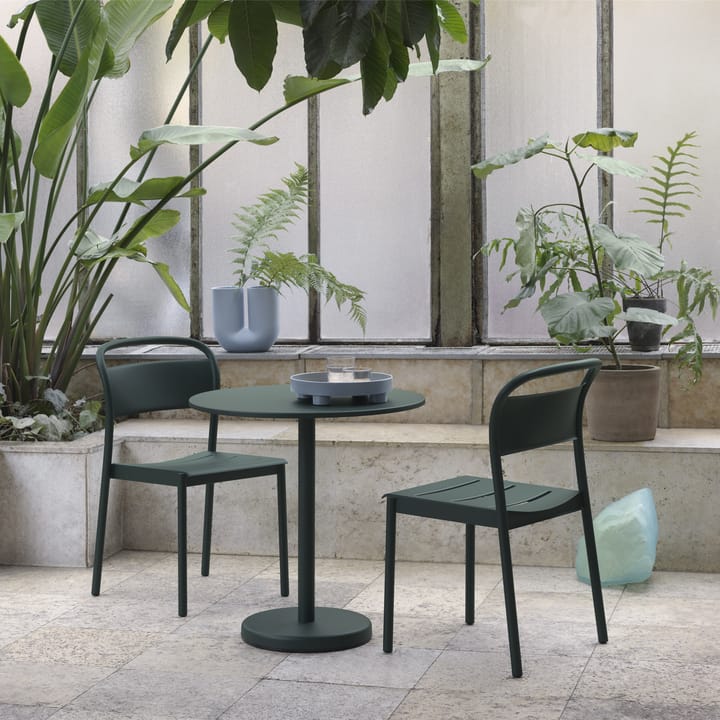 Linear teräspöytä Ø 70 cm, Dark green Muuto