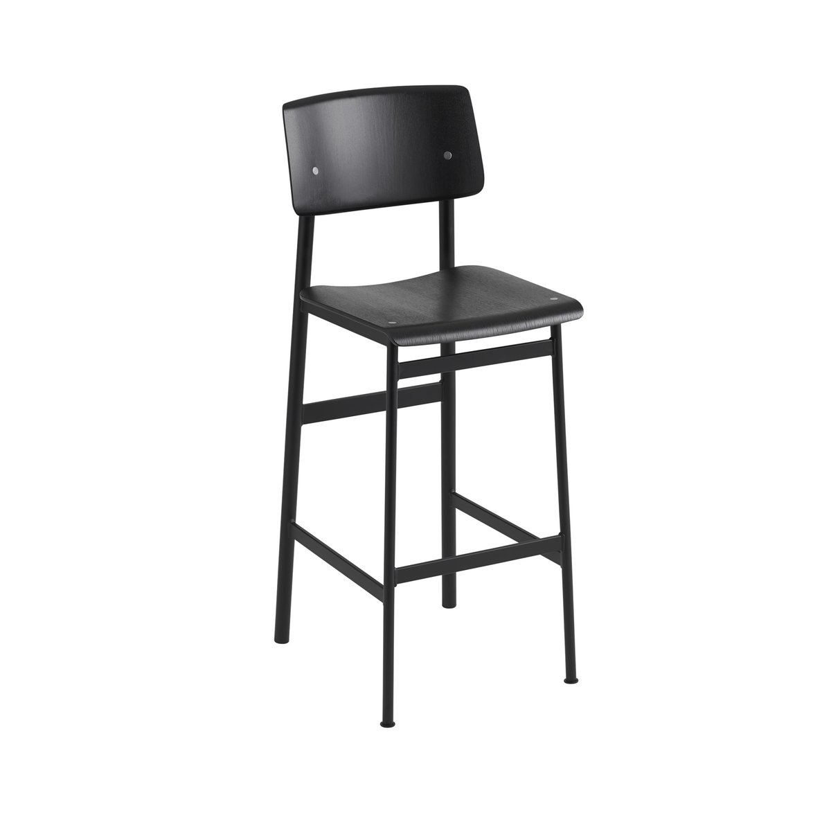 Muuto Loft baarituoli Black, korkea, musta teräsrunko
