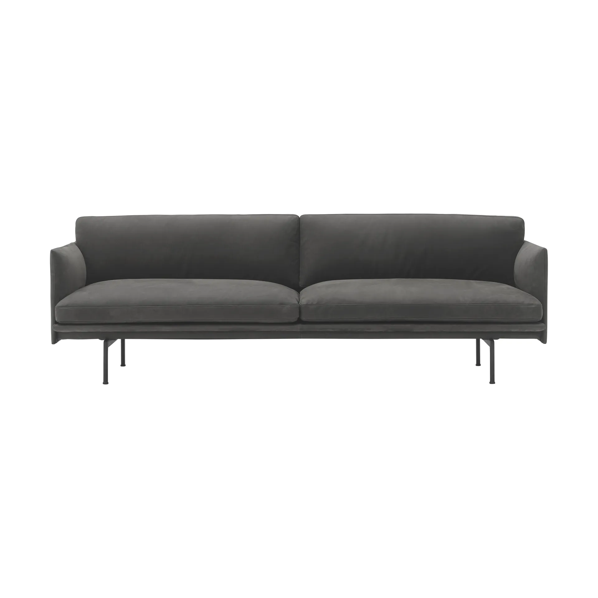 Outline 3:n istuttava nahkasohva, Grace leather Camel-musta jalat Muuto