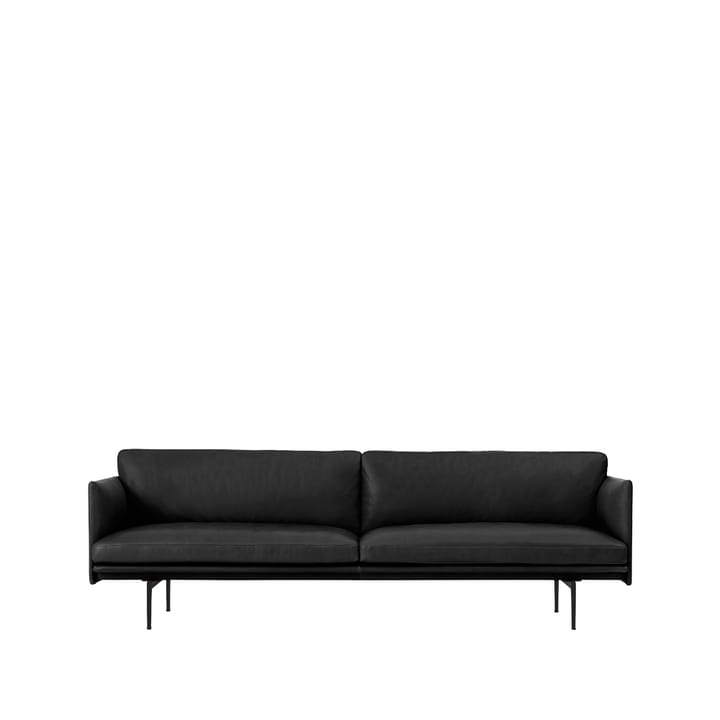 Outline 3:n istuttava nahkasohva - Refine black-mustat jalat - Muuto