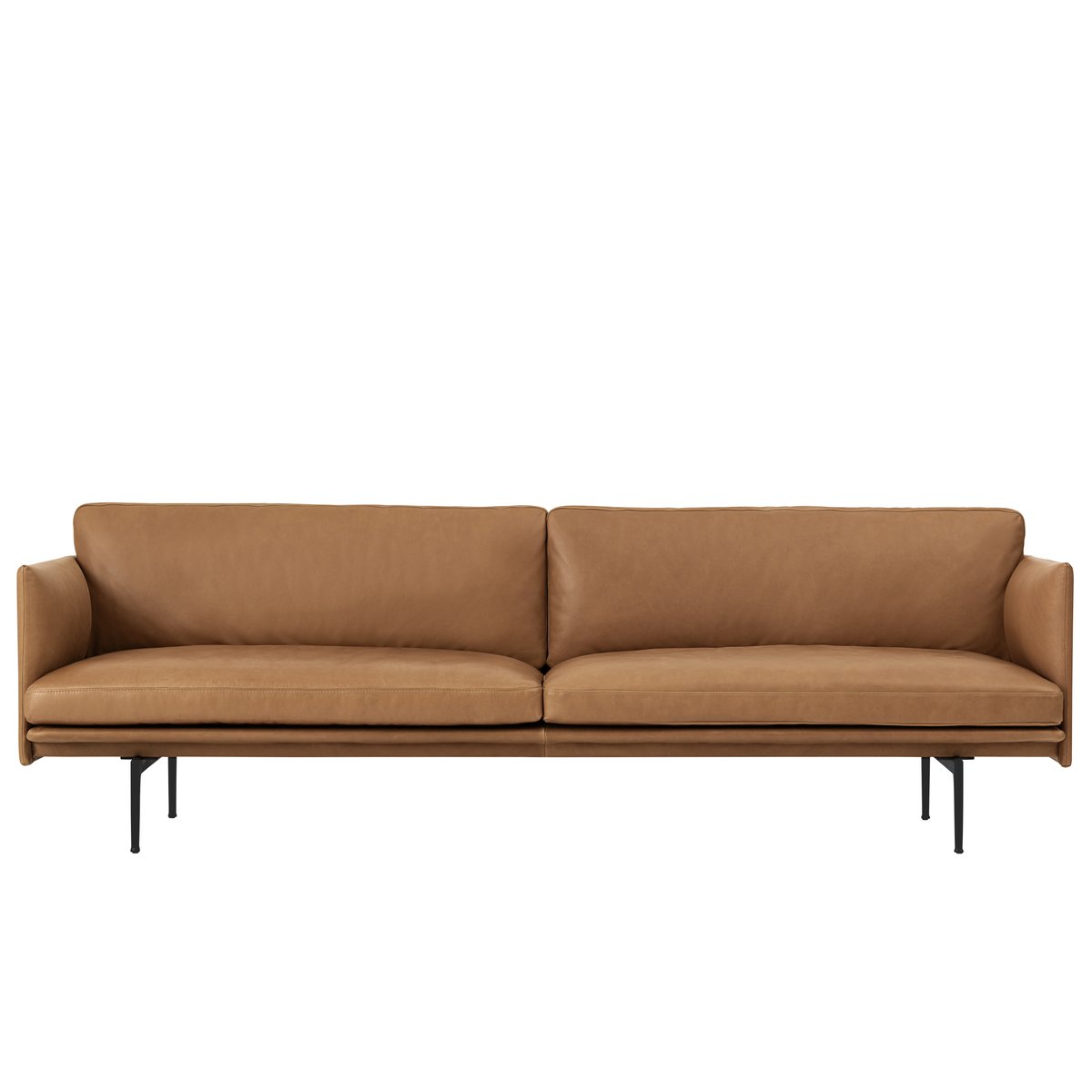 Muuto Outline 3:n istuttava sohva ruskeaa nahkaa