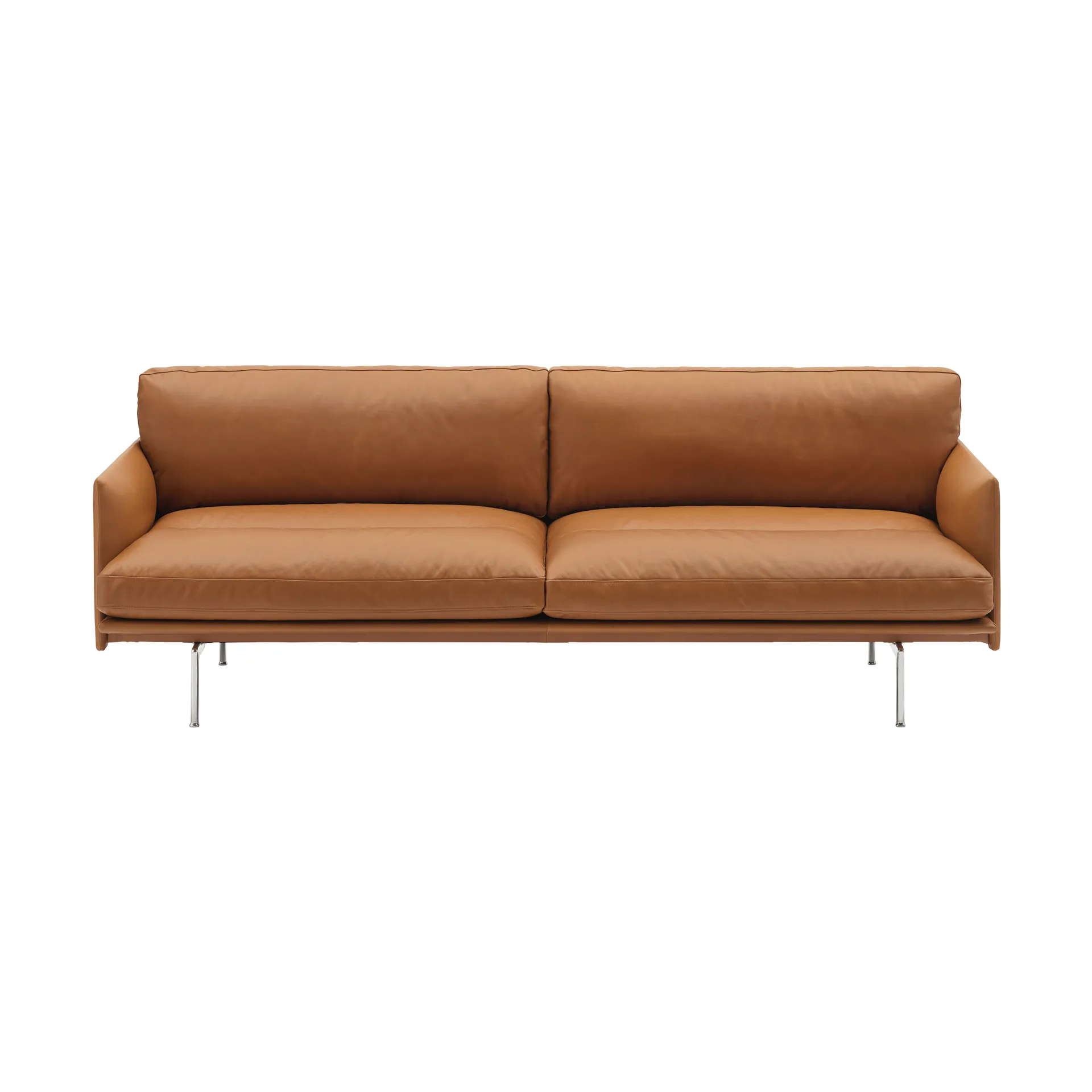Outline Soft sohva, Refine Leather Cognac-alumiinijalat, 3-istuttava Muuto