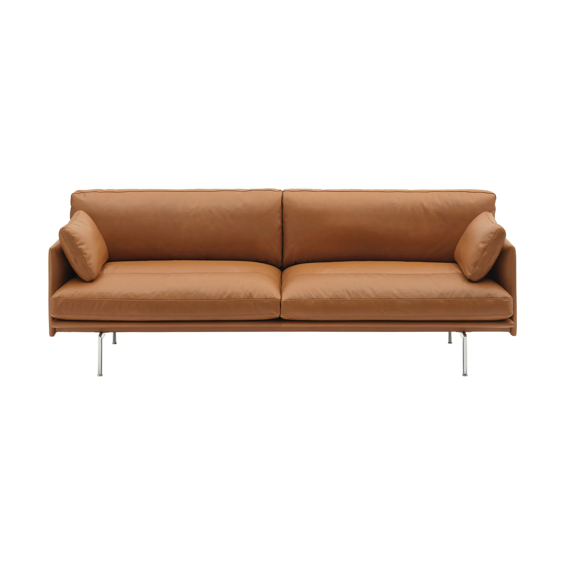 Outline Soft sohva, Refine Leather Cognac-alumiinijalat, 3-istuttava Muuto