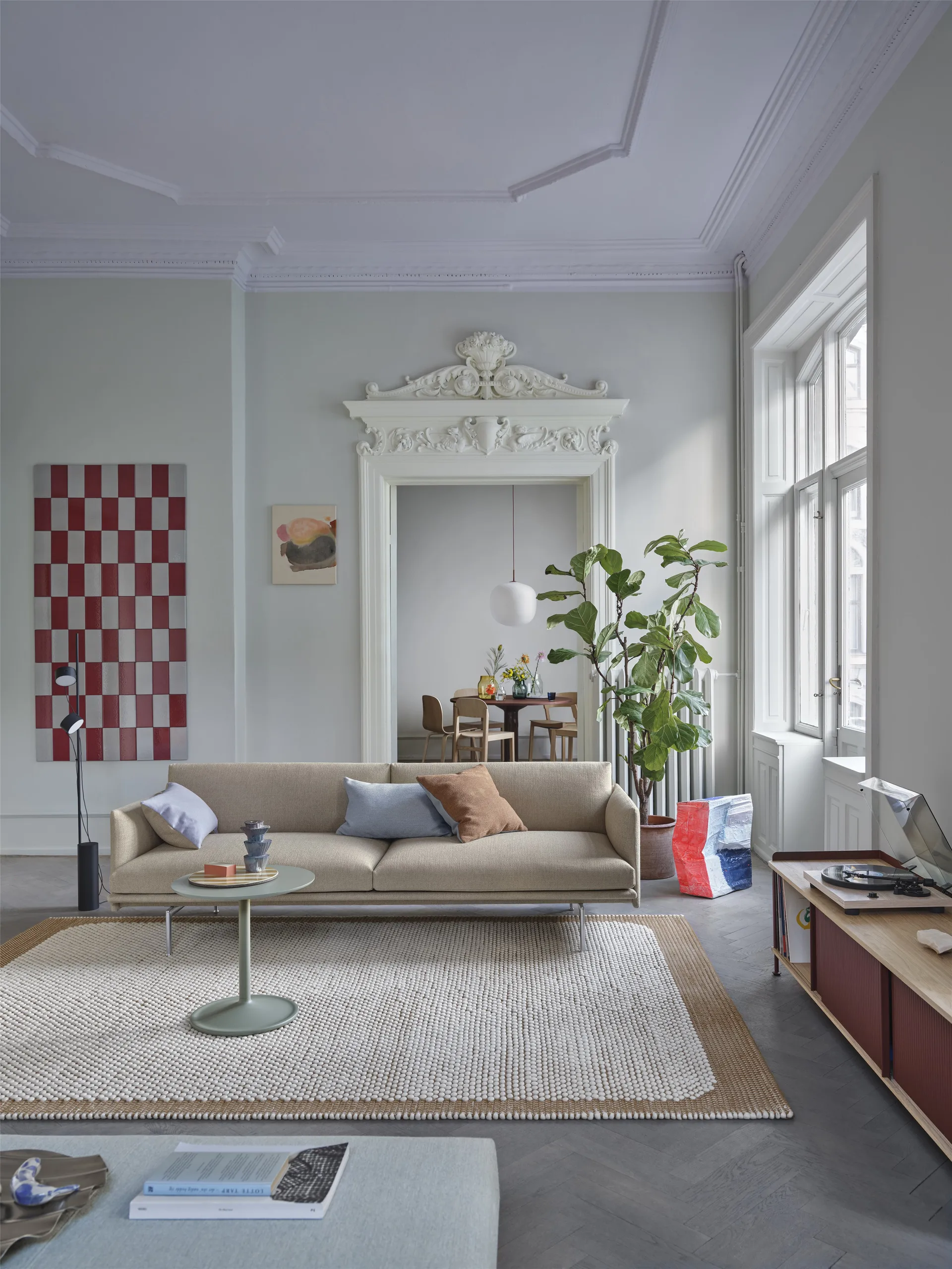 Outline sohva 3-istuttava kangas, Ecriture 240-Polished Aluminum Muuto