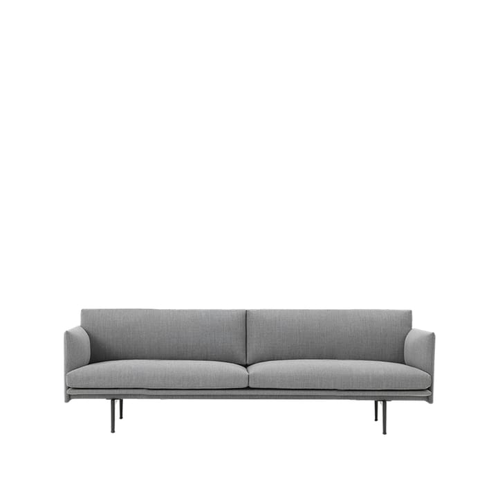 Outline sohva 3-istuttava kangas - Kangas fiord 151 grey, mustat jalat - Muuto