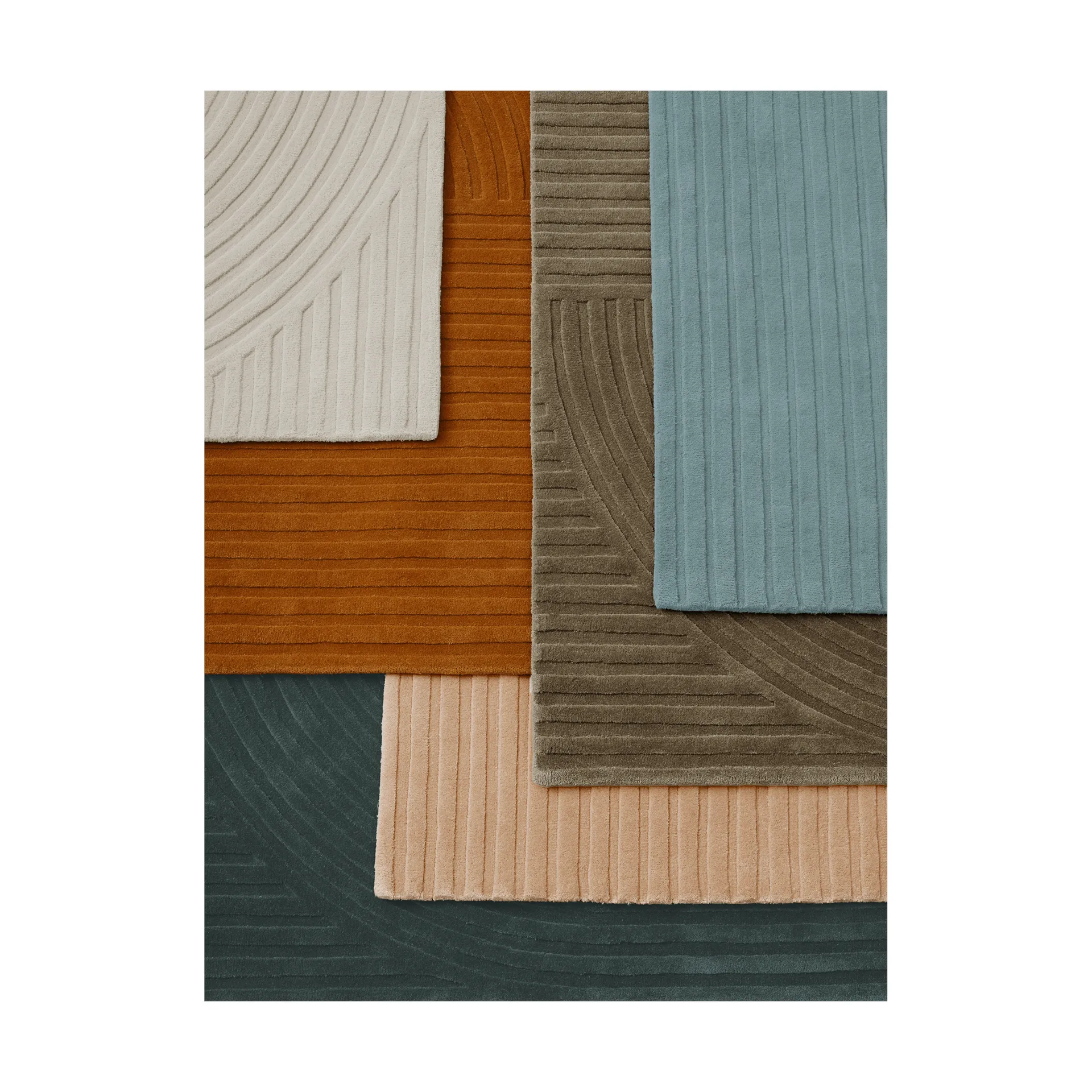 Relevo Rug Quattro villamatto, Tummanvihreä, 200x300 cm Muuto