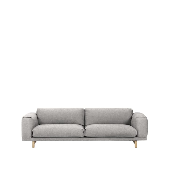 Rest sohva - 3-istuttava kangas vancouver 14 light grey, tammijalat - Muuto