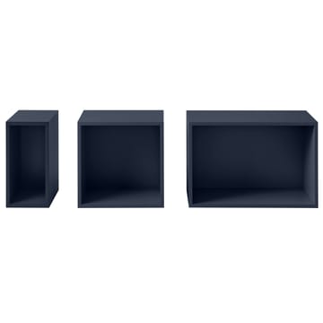 Stacked 2.0 hyllyjärjestelmä taustalevyllä, medium - Keskiyönsininen - Muuto