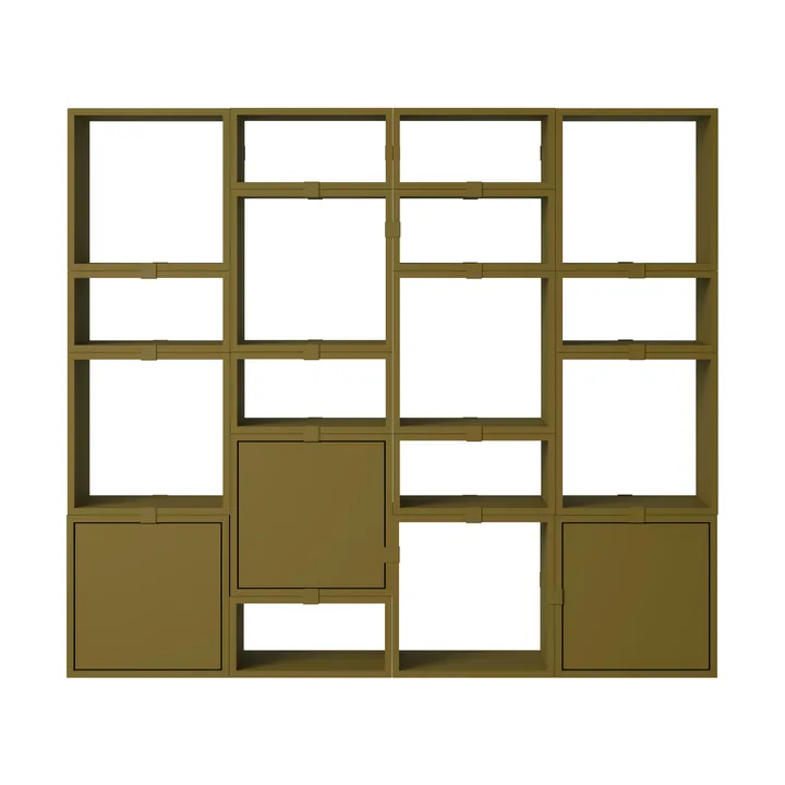 Stacked säilytysjärjestelmä kirjahylly kokoonpano 4 - Ruskeanvihreä - Muuto