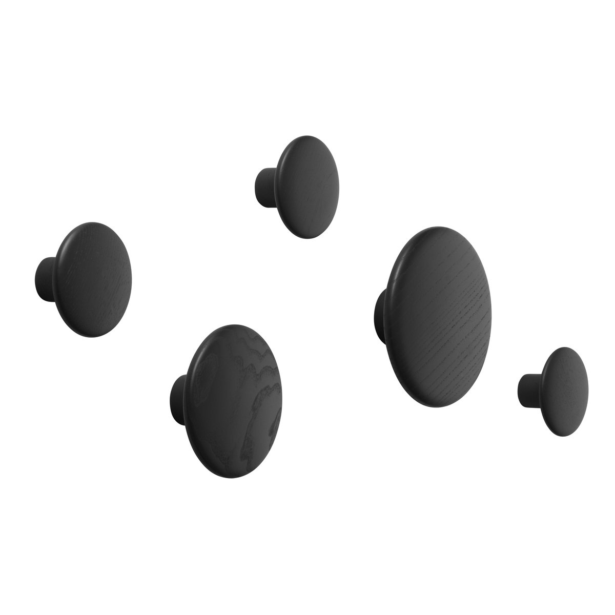 Muuto The Dots ripustin, 5 kpl Musta saarni | Skandinaavinen Sisustus | Koukut & Vaateripustimet | Musta