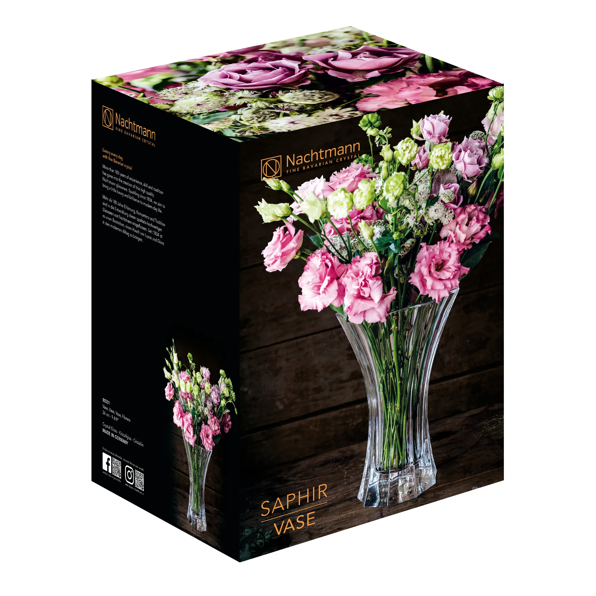 Saphir maljakko 24 cm, Kirkas Nachtmann