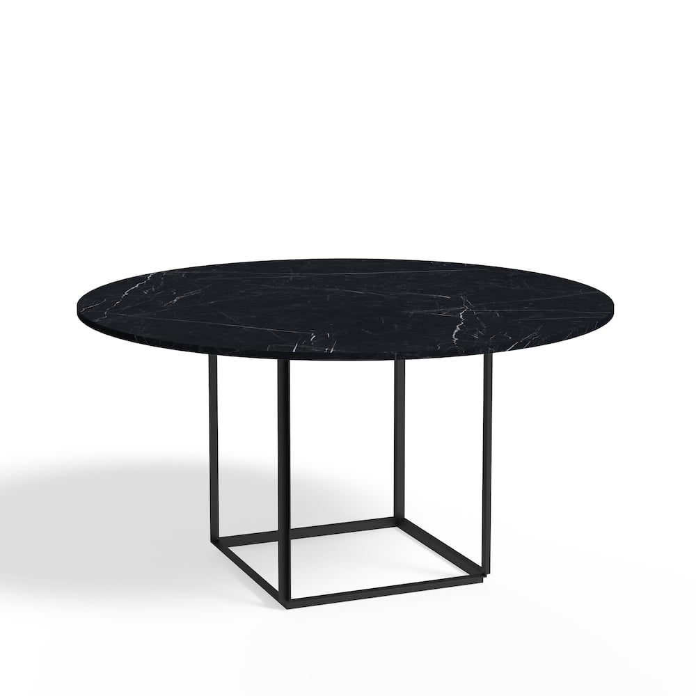 New Works Florence ruokapöytä pyöreä Black marquina marble, 145 cm, musta runko