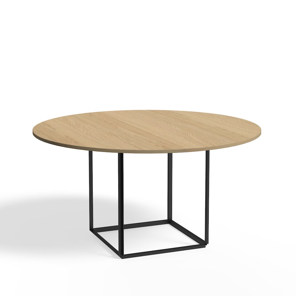 New Works Florence ruokapöytä pyöreä Natural oak, 145 cm, musta runko