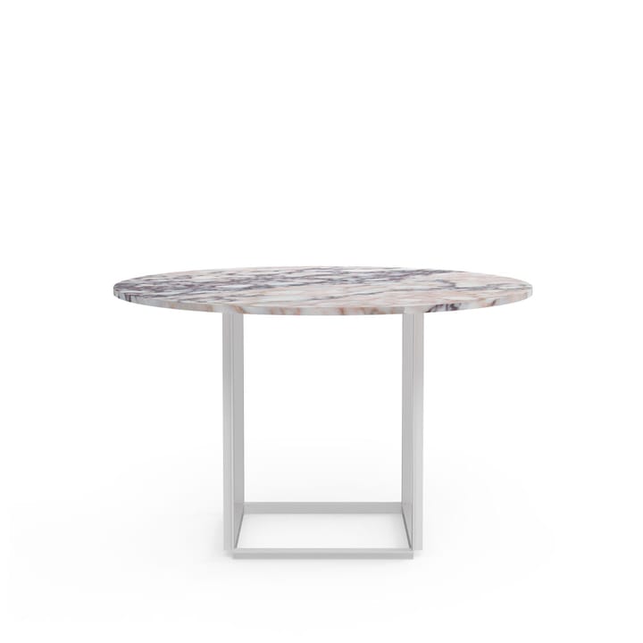 Florence ruokapöytä pyöreä - White viola marble, ø 120 cm, valkoinen runko - New Works