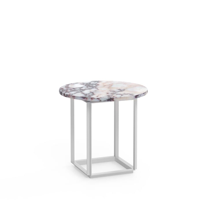 Florence sivupöytä - White viola marble, ø 50 cm, valkoinen runko - New Works