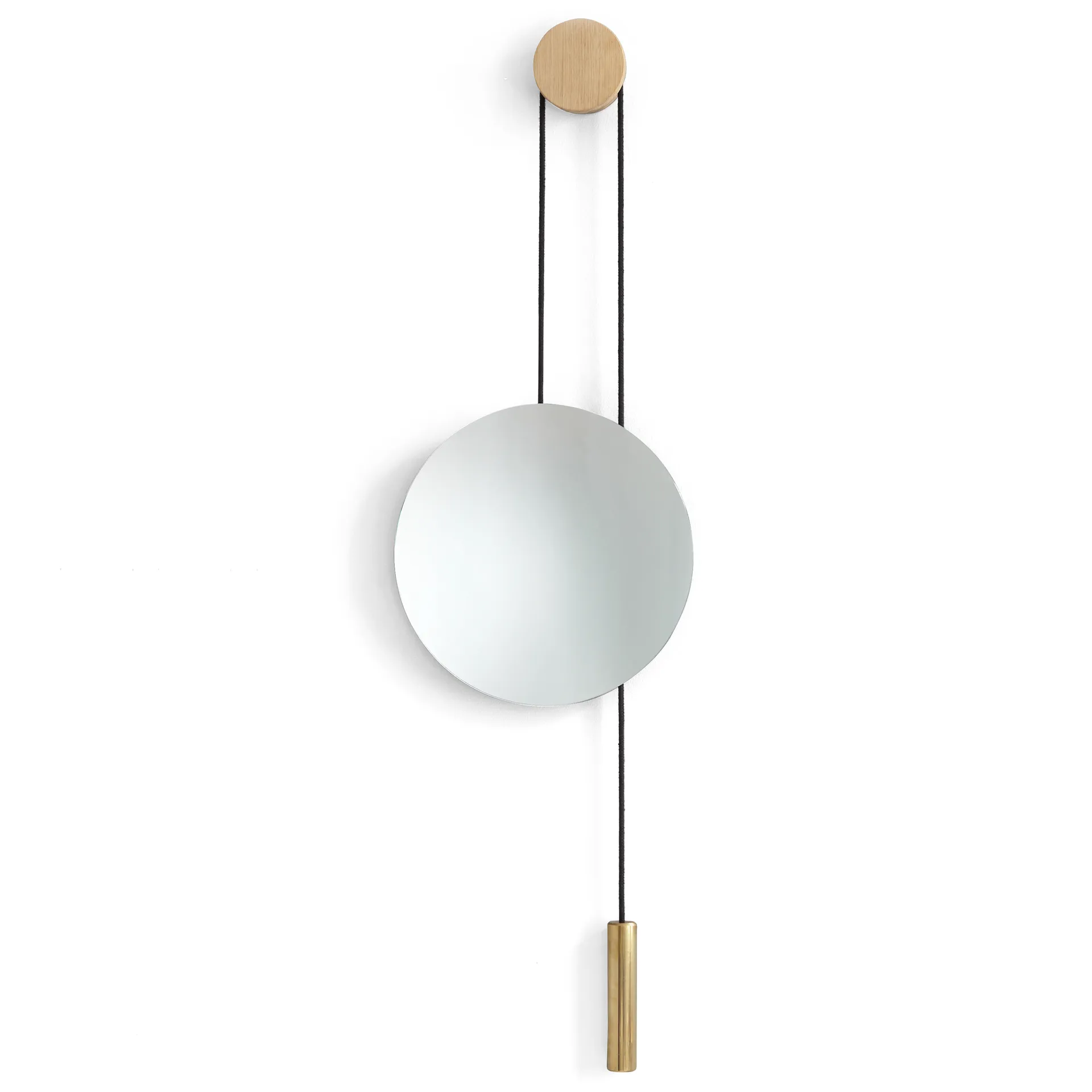 Rise and Shine -peili, Natural oak-brass weight New Works