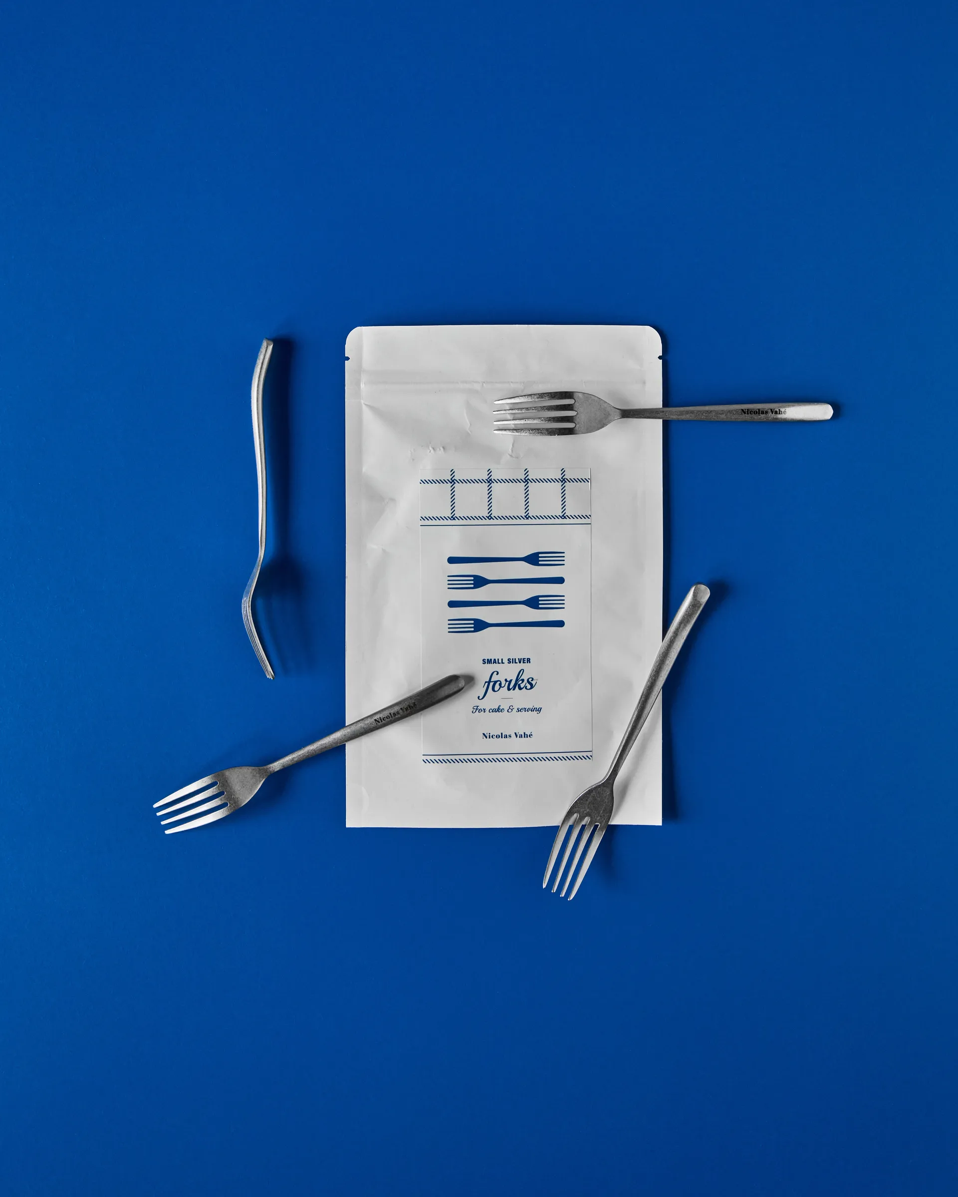 Nicolas Vahé kakkuhaarukka 4 kpl, Antiikkisilverviimeistely Nicolas Vahé