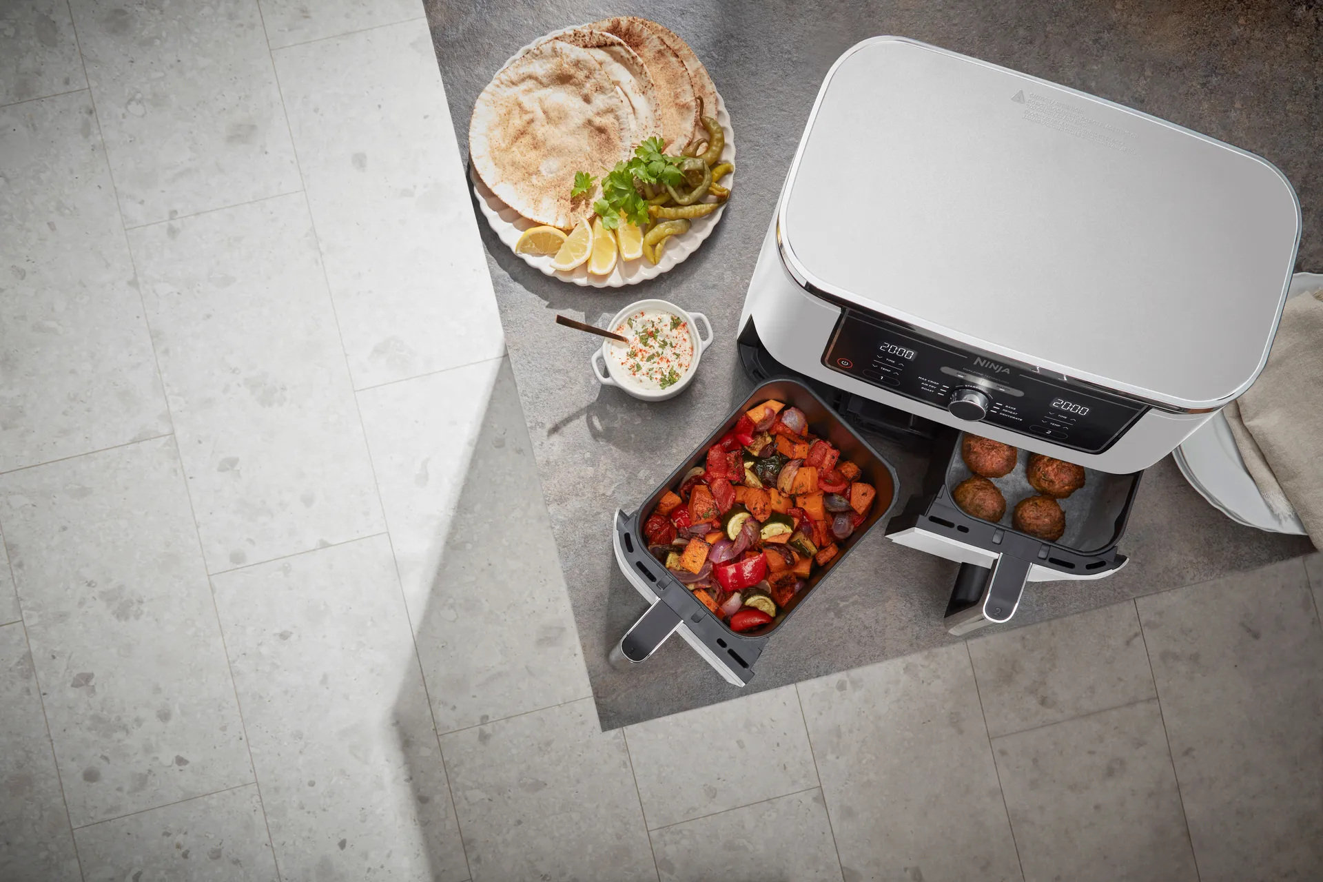 Ninja Foodi Air Fryer AF400EU Max Dual Zone 9,5 l, Valkoinen Ninja