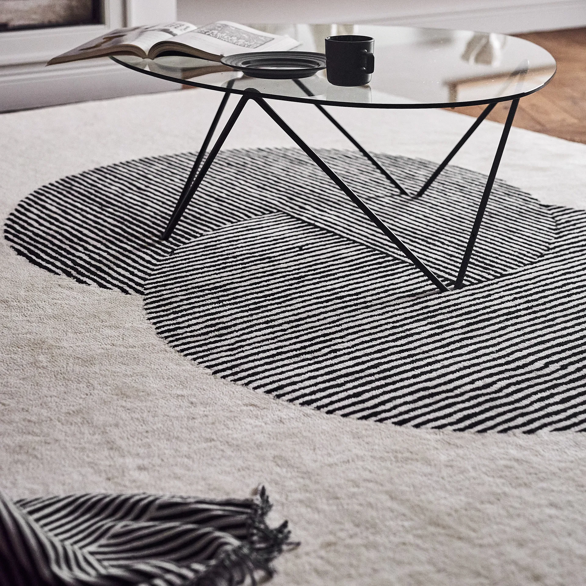 Circles-villamatto, luonnonvalkoinen, 200x300 cm NJRD
