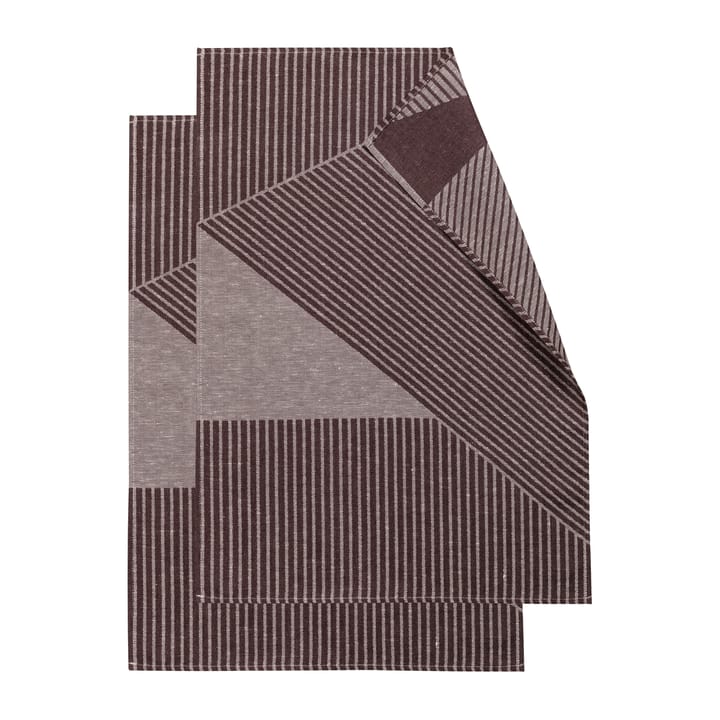Stripes keittiöpyyhe 47x70 cm 2-pack - Ruskea-valkoinen - NJRD
