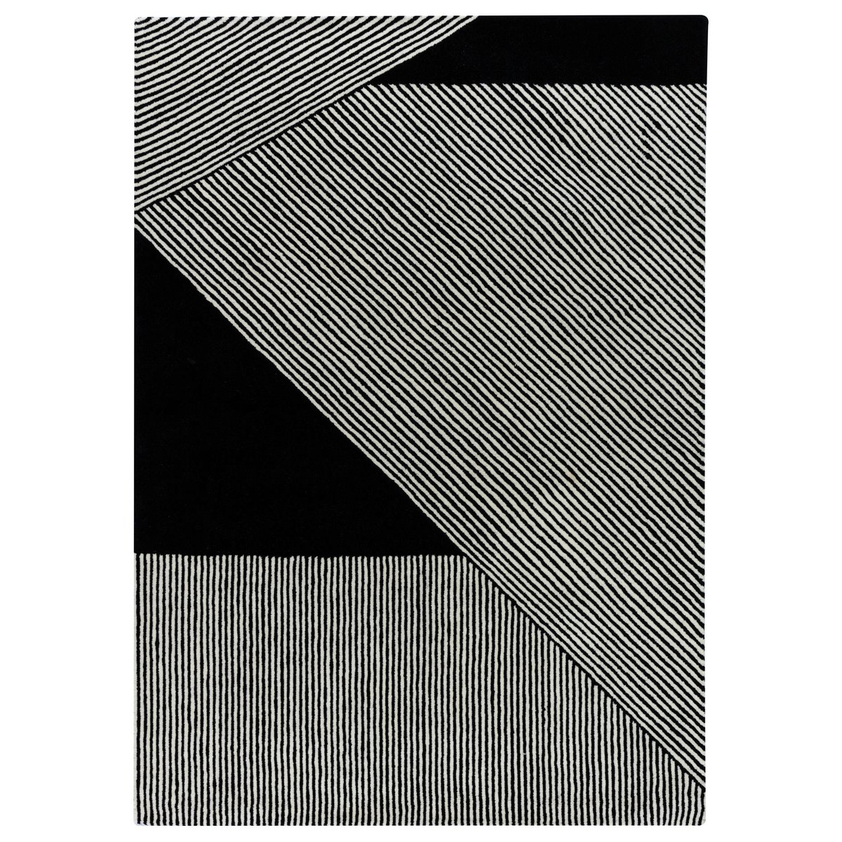 NJRD Stripes-villamatto, musta 200x300 cm | Skandinaavinen Sisustus | Villamatot | Musta