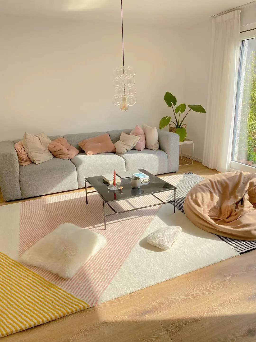 Stripes-villamatto, vaaleanpunainen, 200x300 cm NJRD