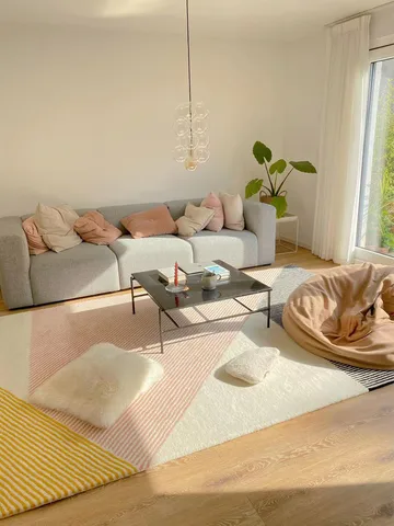 Stripes-villamatto, vaaleanpunainen - 200x300 cm - NJRD