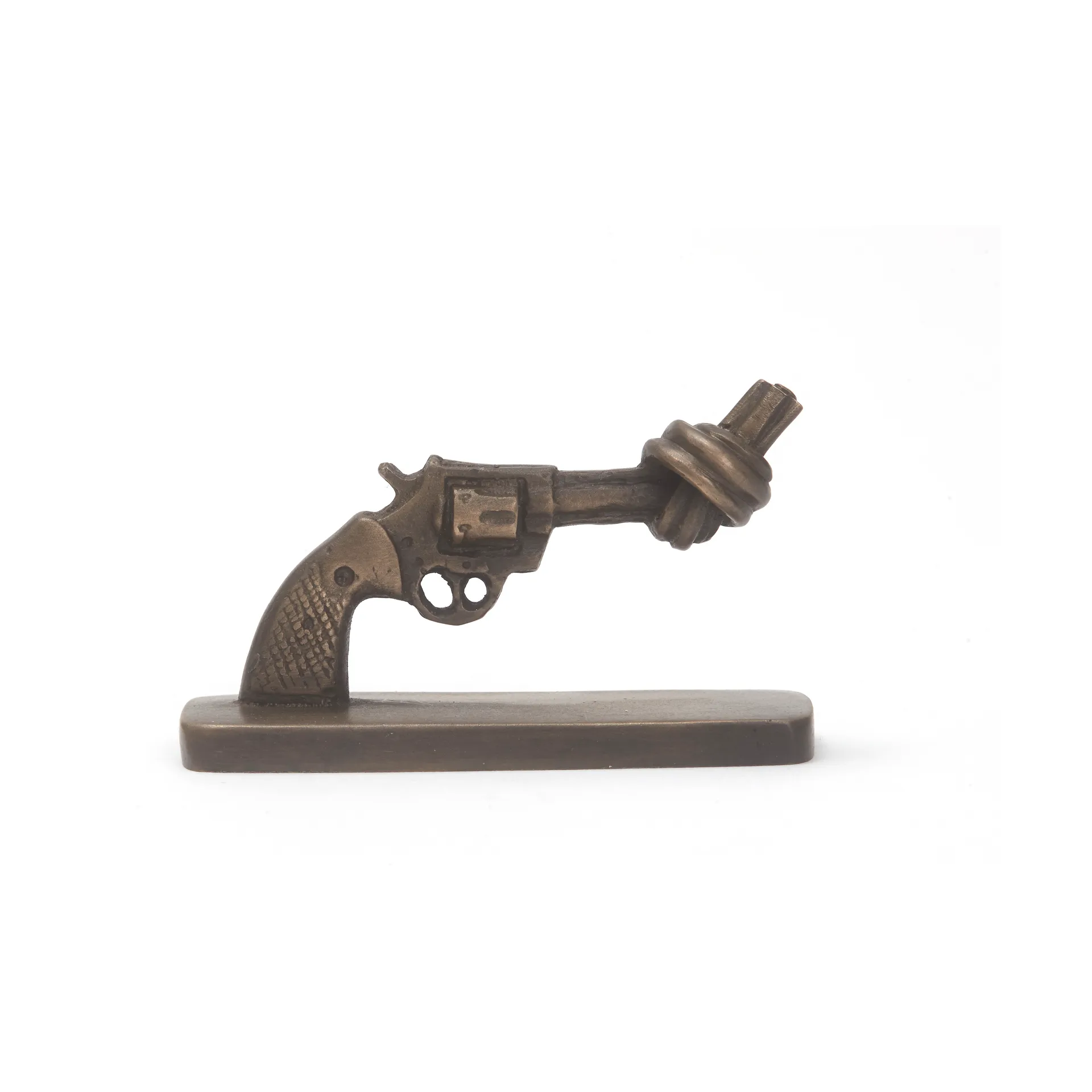 Knotted Gun mini 7 cm, Matta pronssi Non Violence