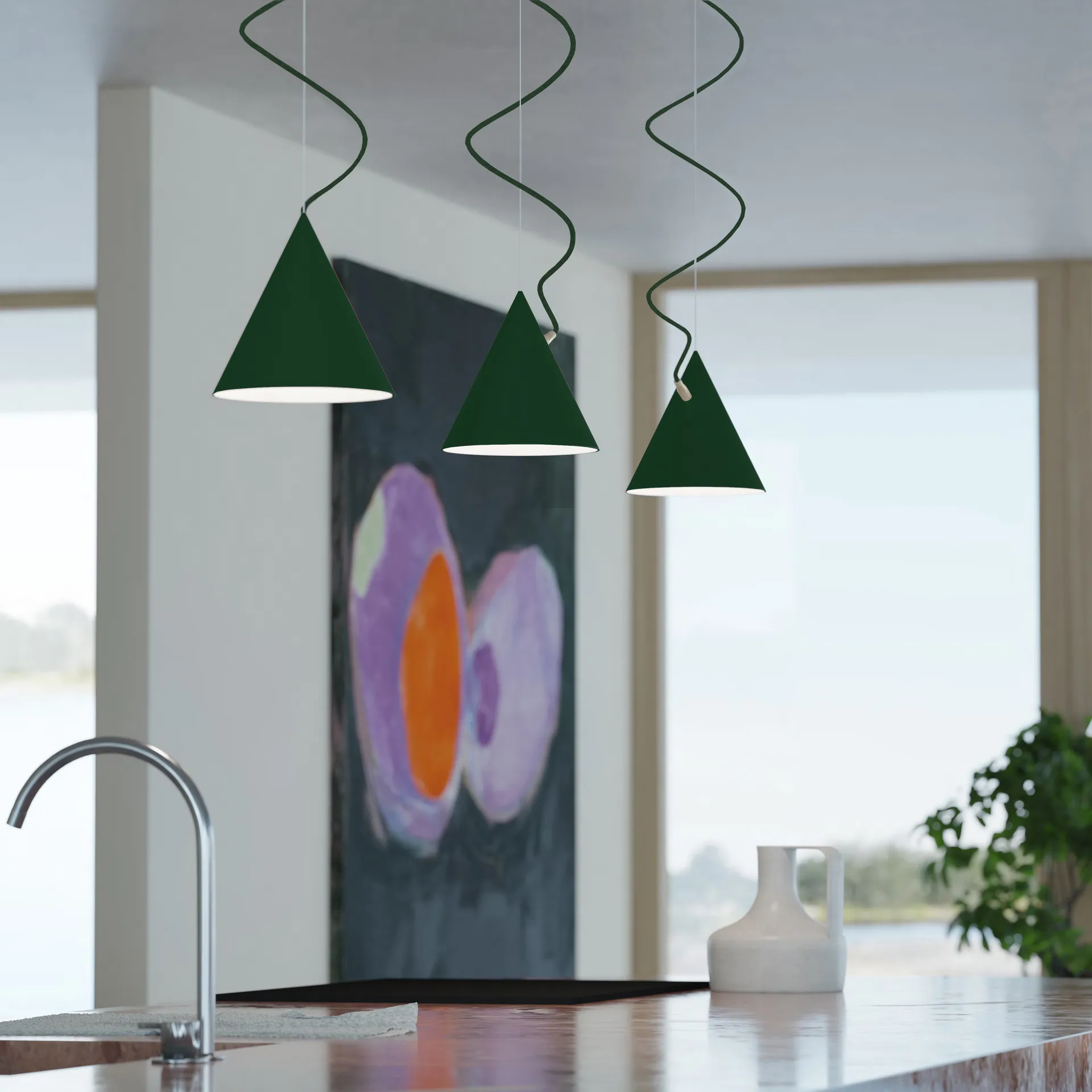 Castor riippuvalaisin 20 cm, British racing green-tummanvihreä-messinki Noon