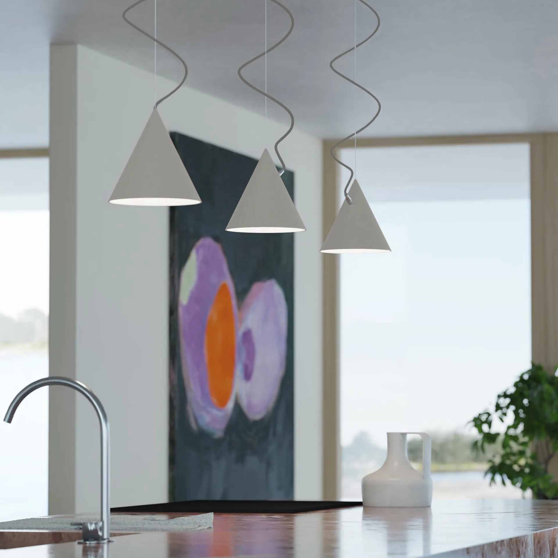 Castor riippuvalaisin 20 cm, Harmaa-vaaleanharmaa-hopea Noon