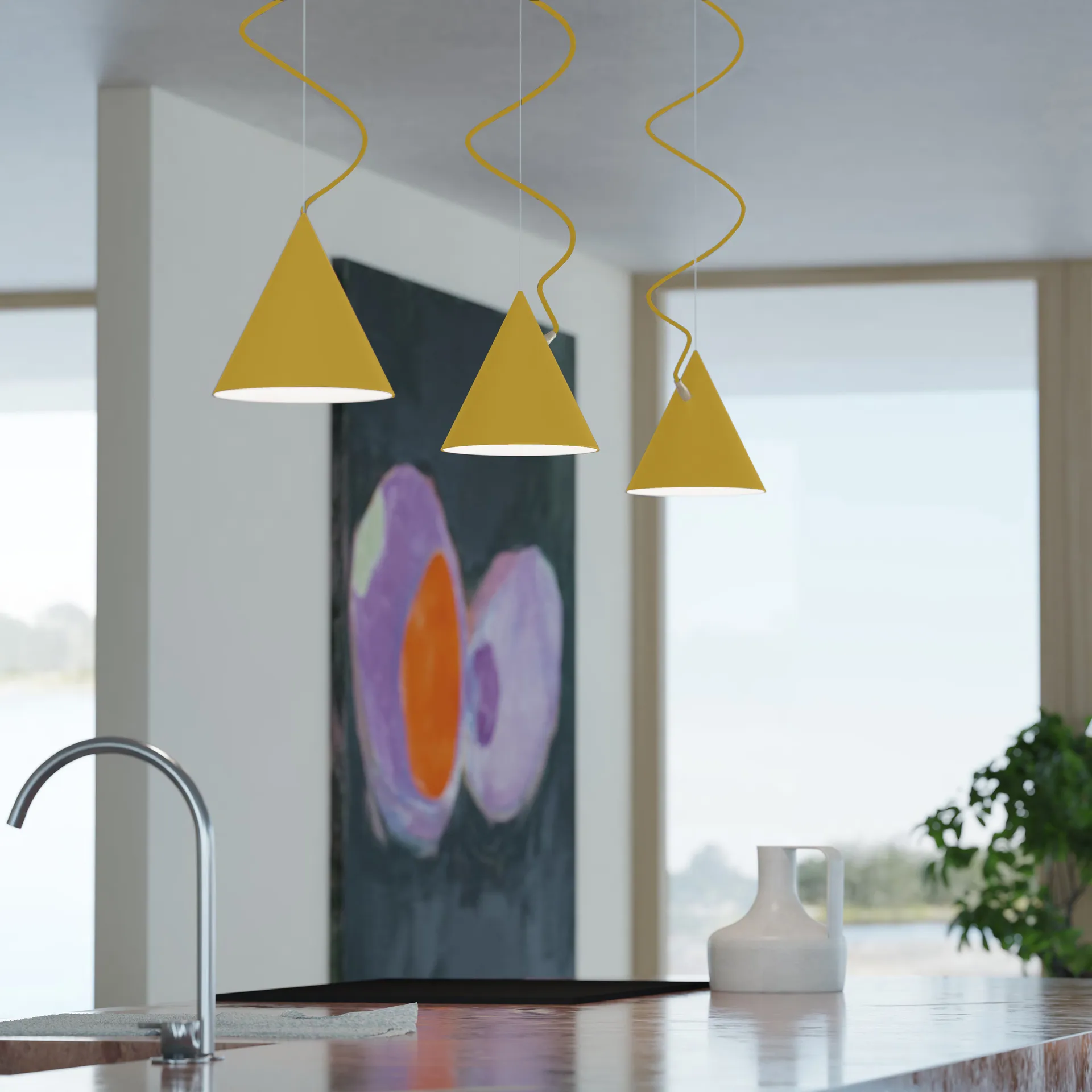 Castor riippuvalaisin 20 cm, Kultakeltainen-rikinkeltainen-messinki Noon