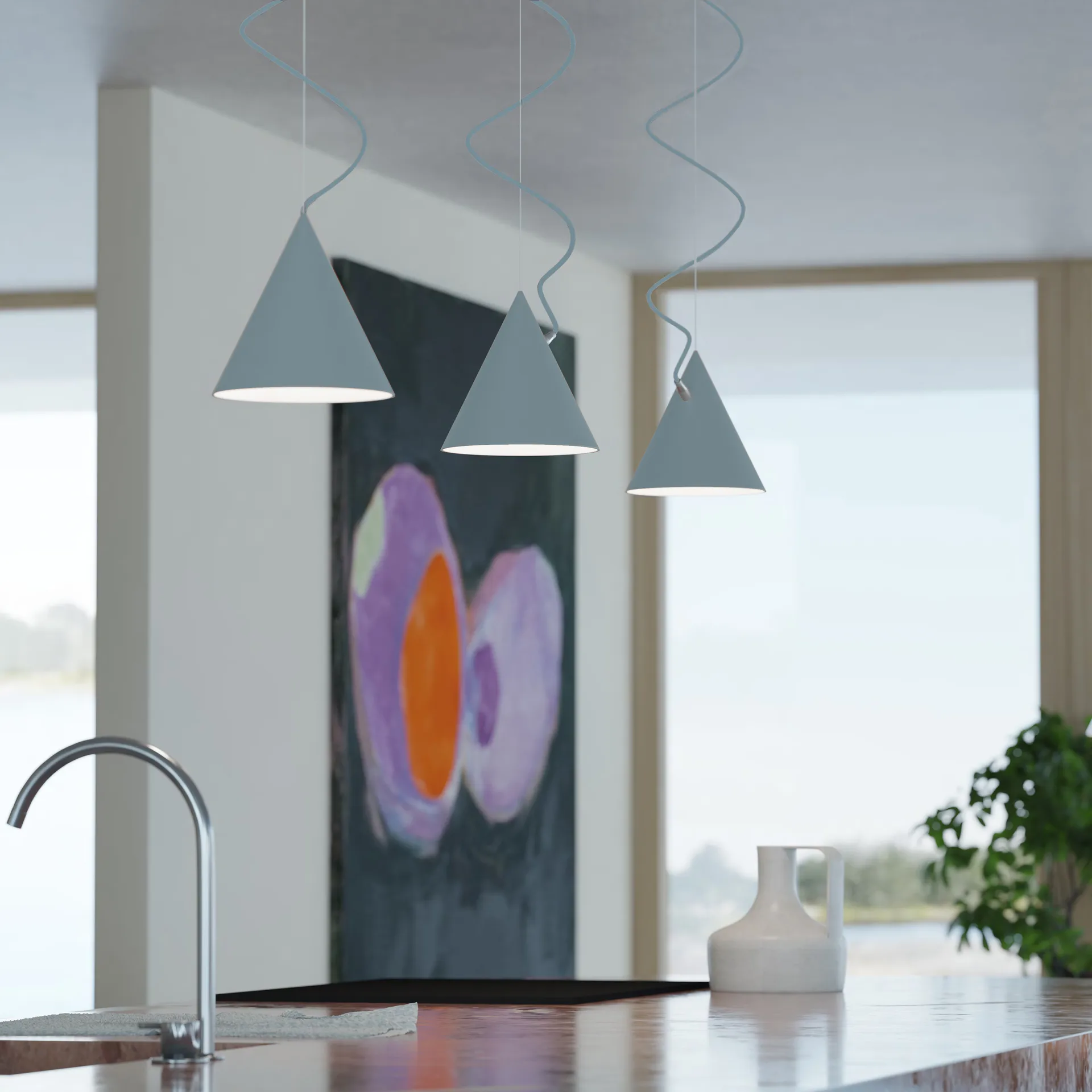 Castor riippuvalaisin 20 cm, Pastellisininen-vaaleansininen-hopea Noon