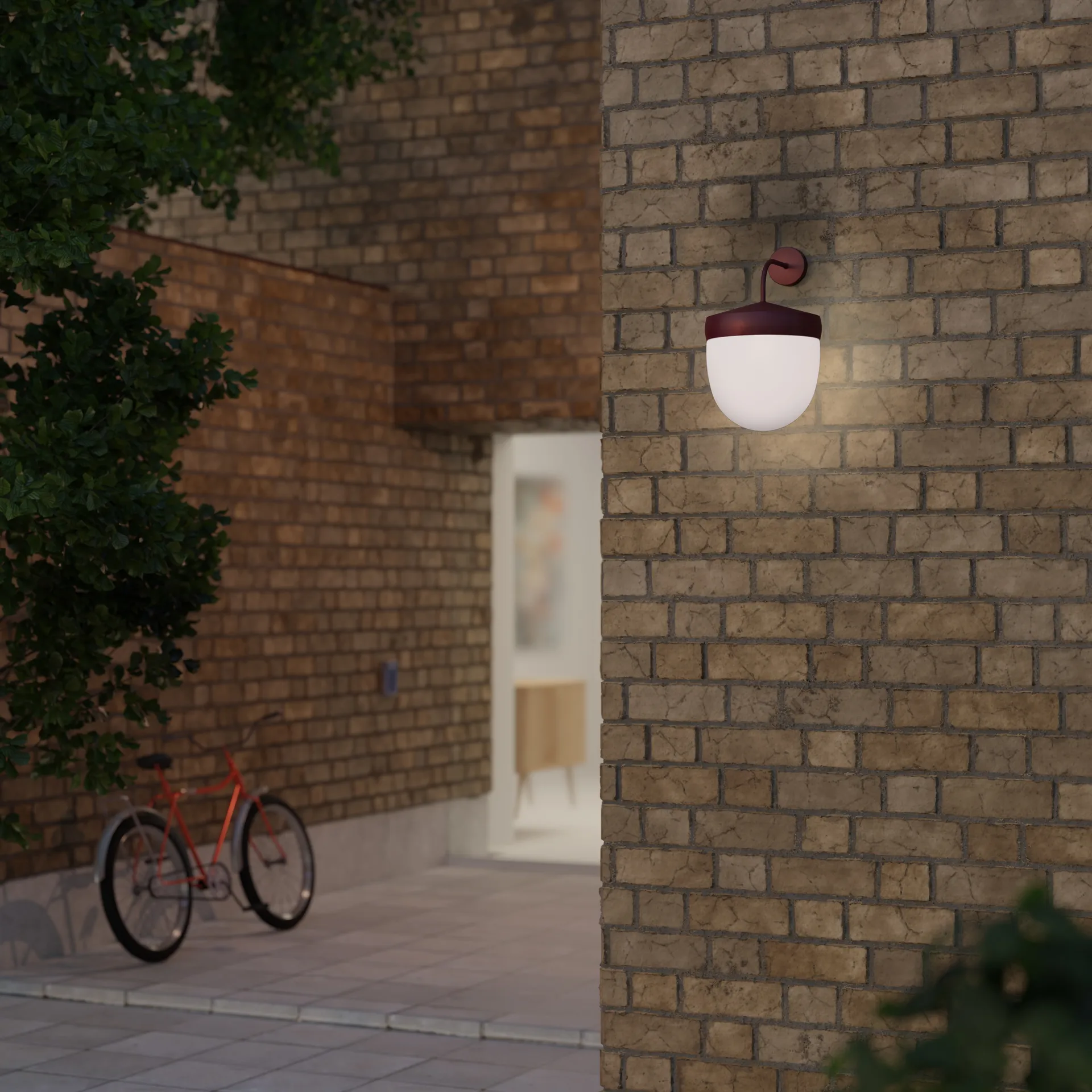 Pan seinävalaisin huurteinen 30 cm, Bordeauxpunainen Noon
