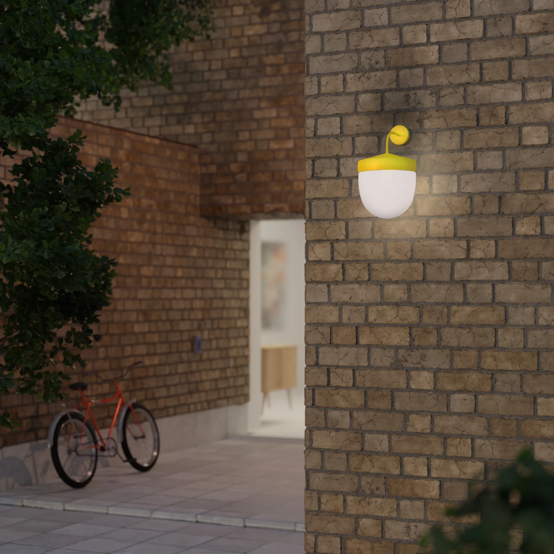 Pan seinävalaisin huurteinen 30 cm, Keltainen Noon