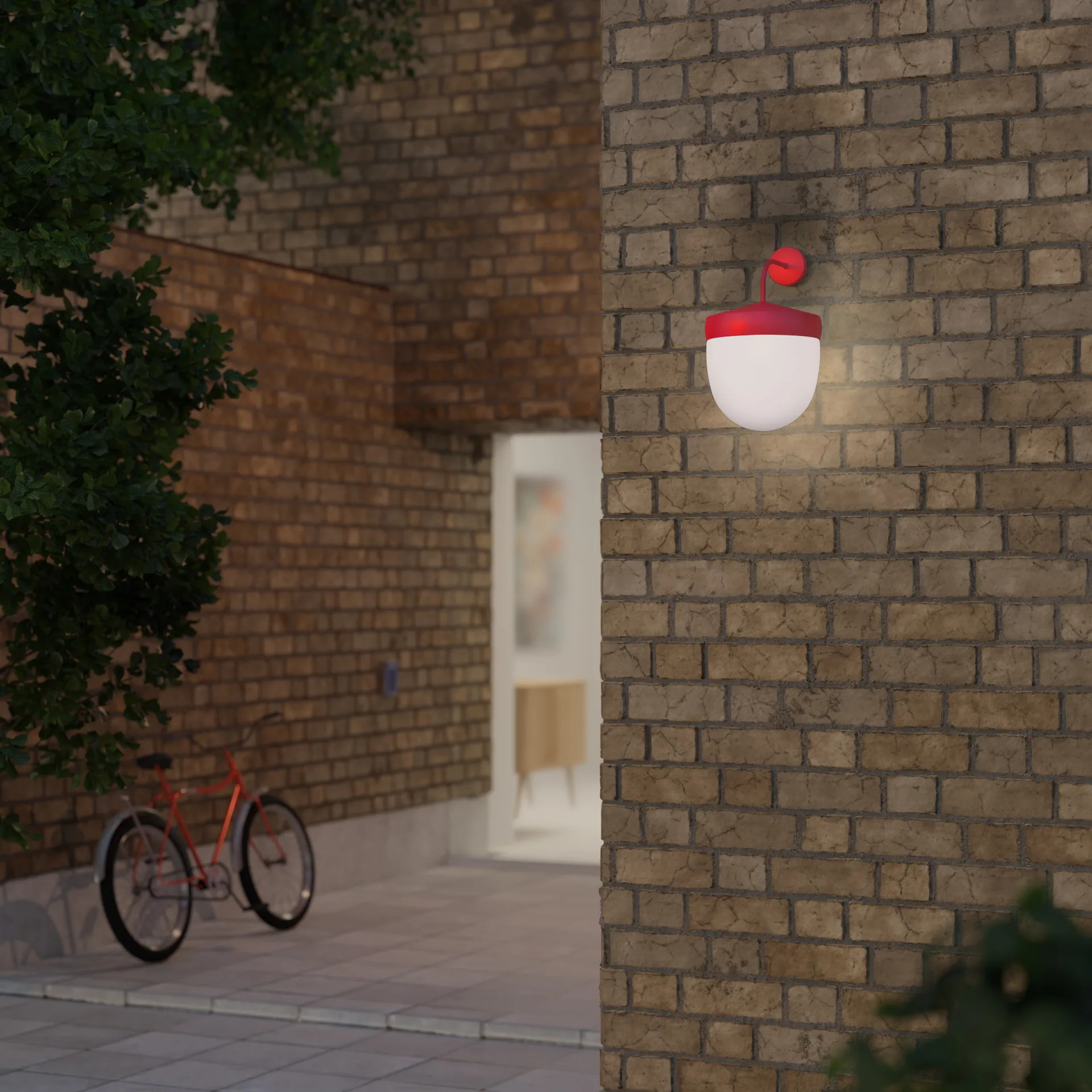 Pan seinävalaisin huurteinen 30 cm, Punainen Noon