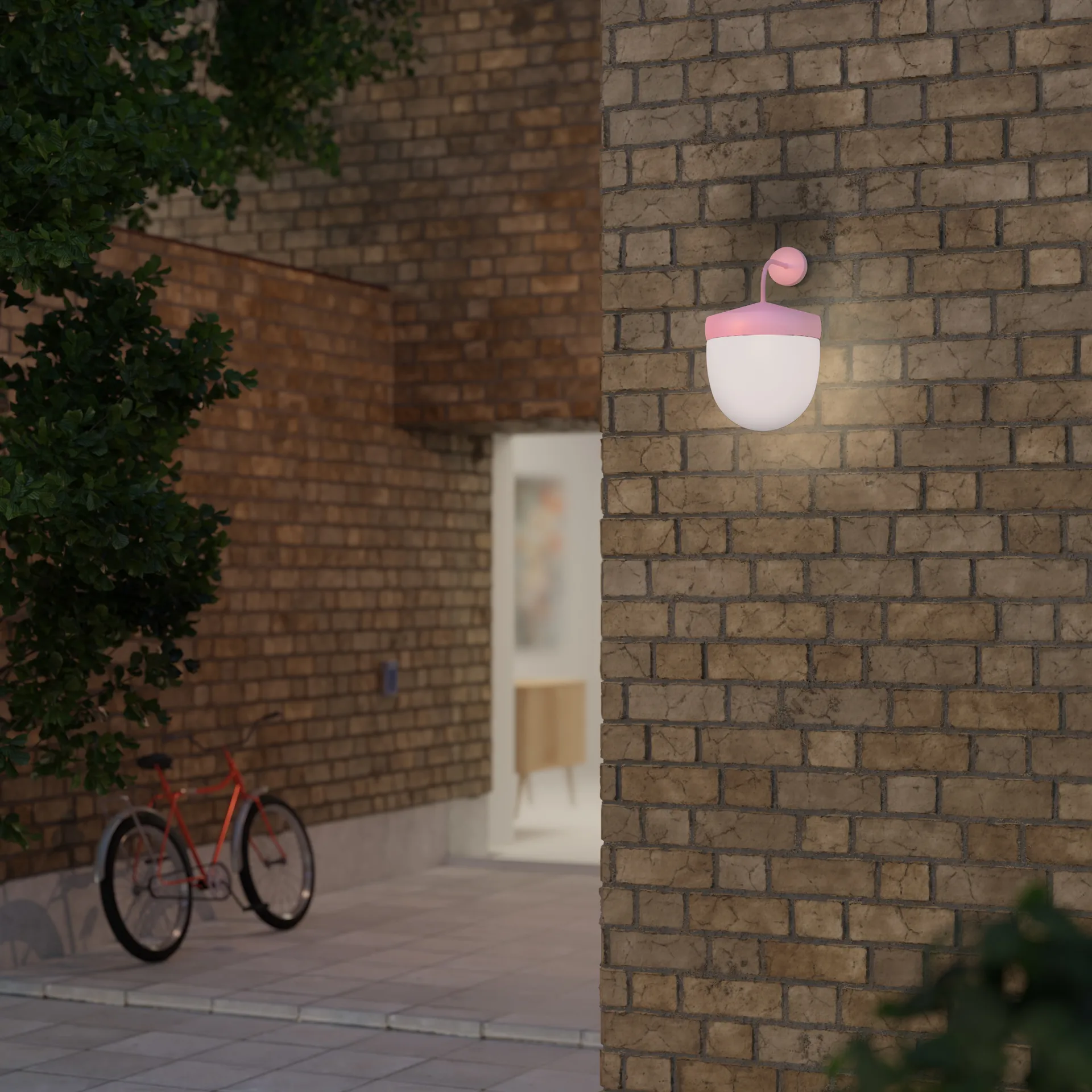 Pan seinävalaisin huurteinen 30 cm, Vaaleanpunainen Noon