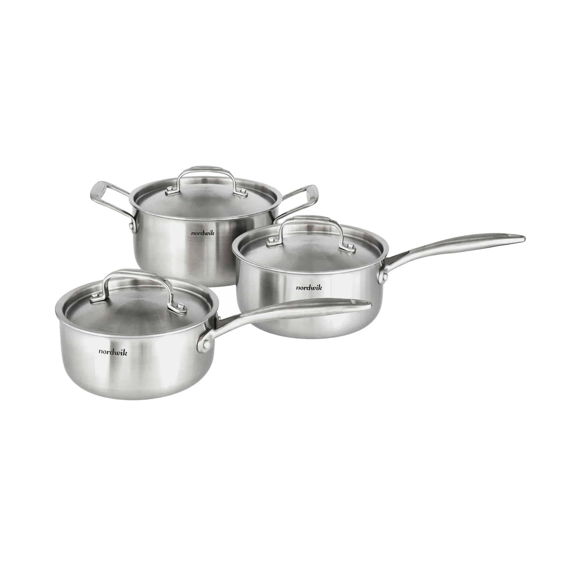 Nordwik kattilasarja 3-kerroksinen 3 osaa, 1,5 l, 2 l, 3 l Nordwik