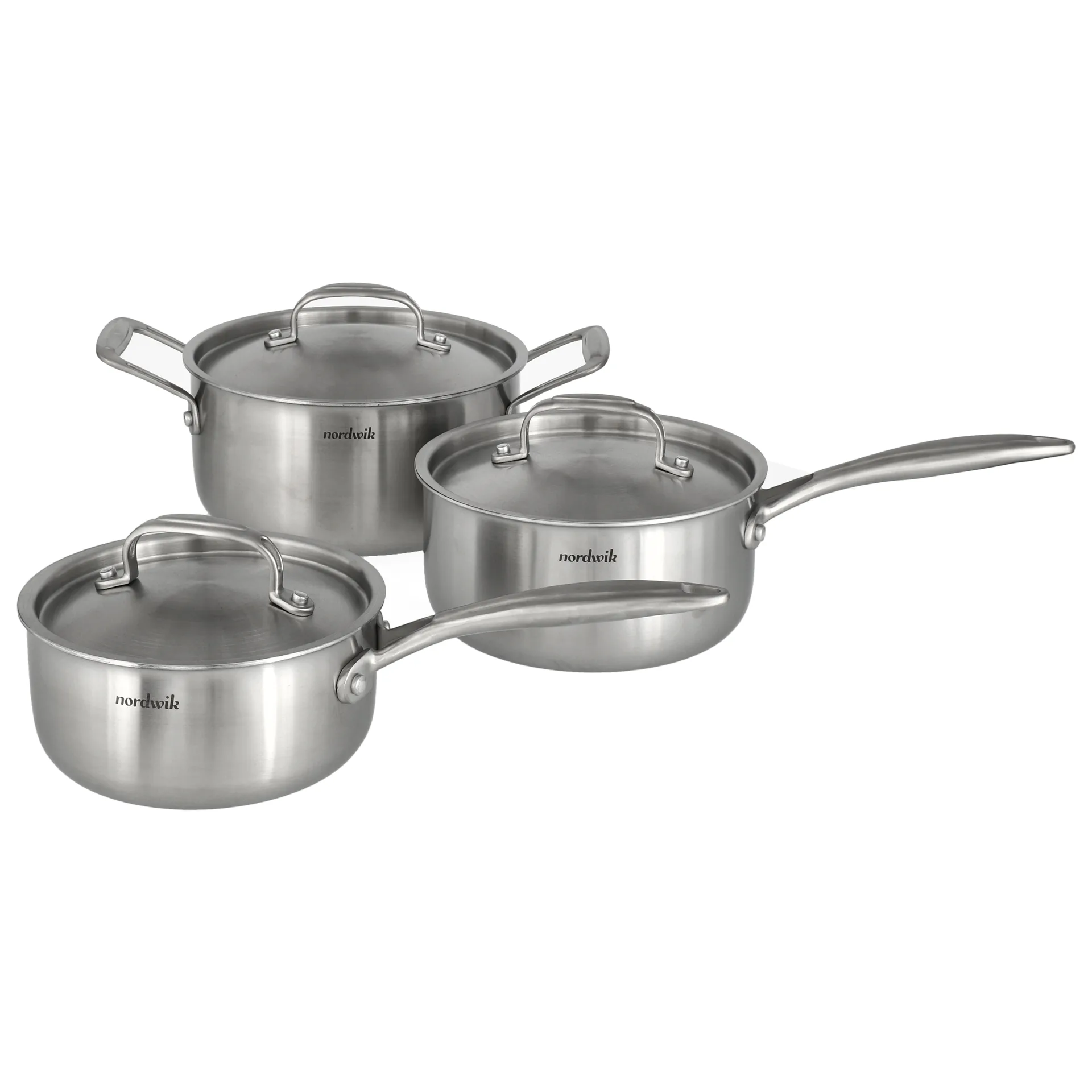Nordwik kattilasarja 3-kerroksinen 3 osaa, 1,5 l, 2 l, 3 l Nordwik