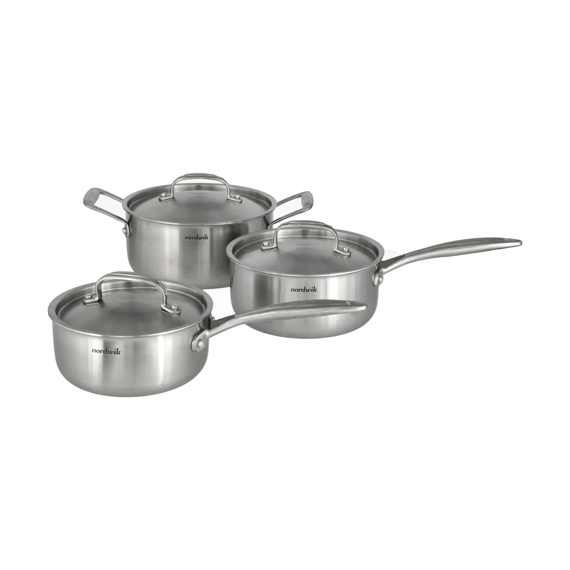Nordwik kattilasarja 3-kerroksinen 3 osaa, 1,5 l, 2 l, 3 l Nordwik