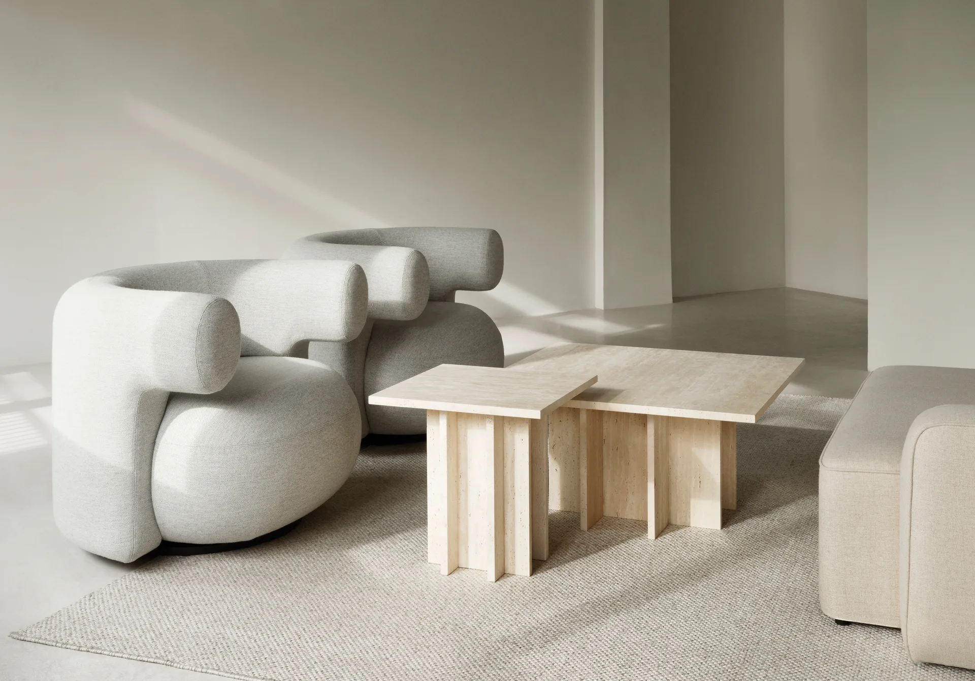Edge sohvapöytä large, Travertine Normann Copenhagen