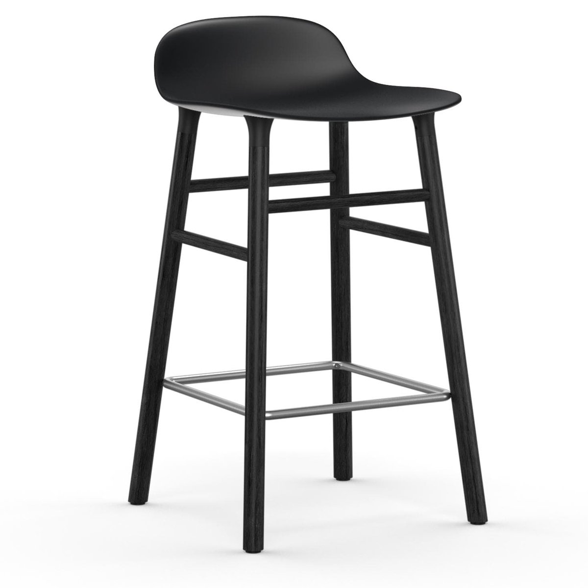 Normann Copenhagen Form Chair -baarituoli lakatut tammijalat 65 cm Musta