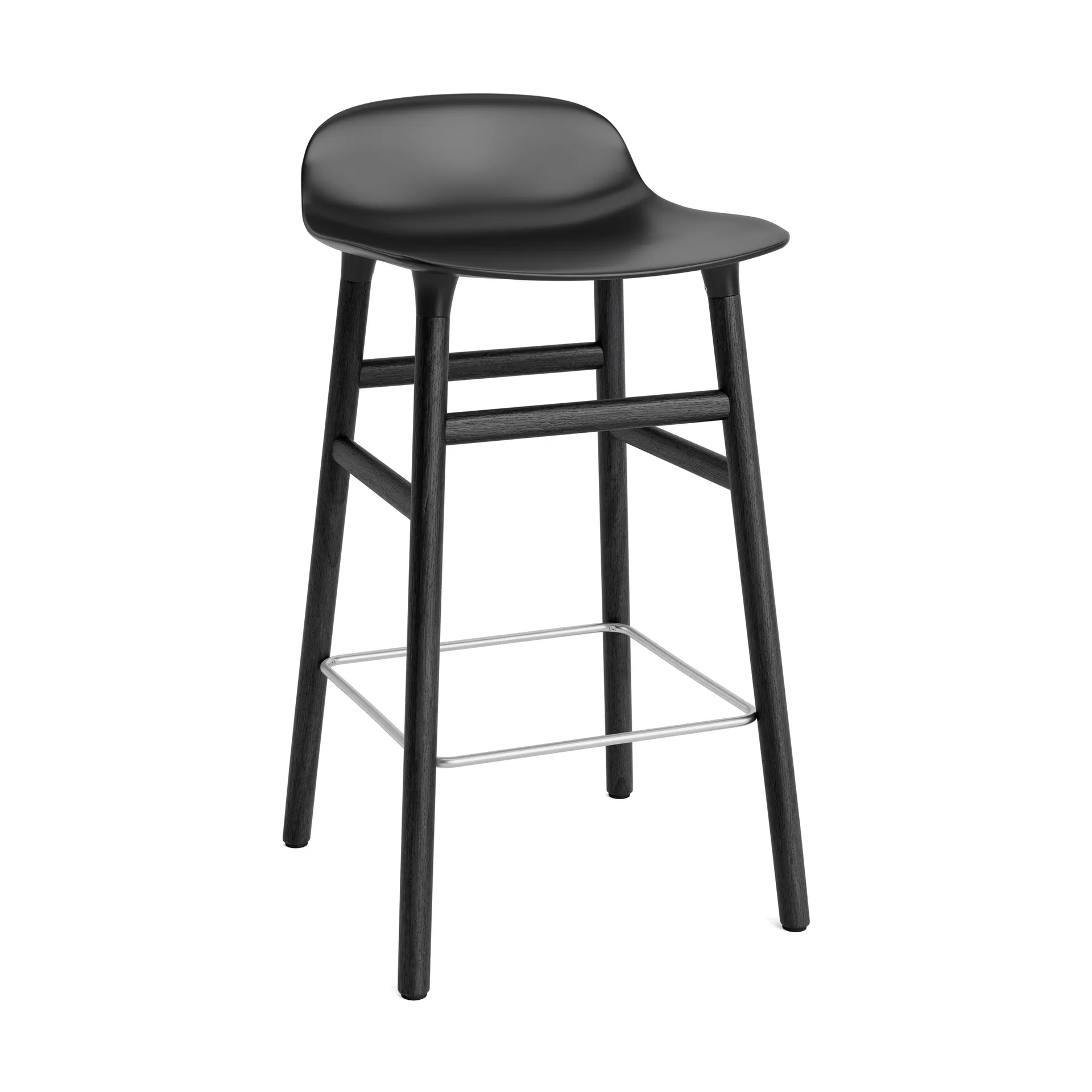 Form Chair -baarituoli lakatut tammijalat 65 cm, Musta Normann Copenhagen