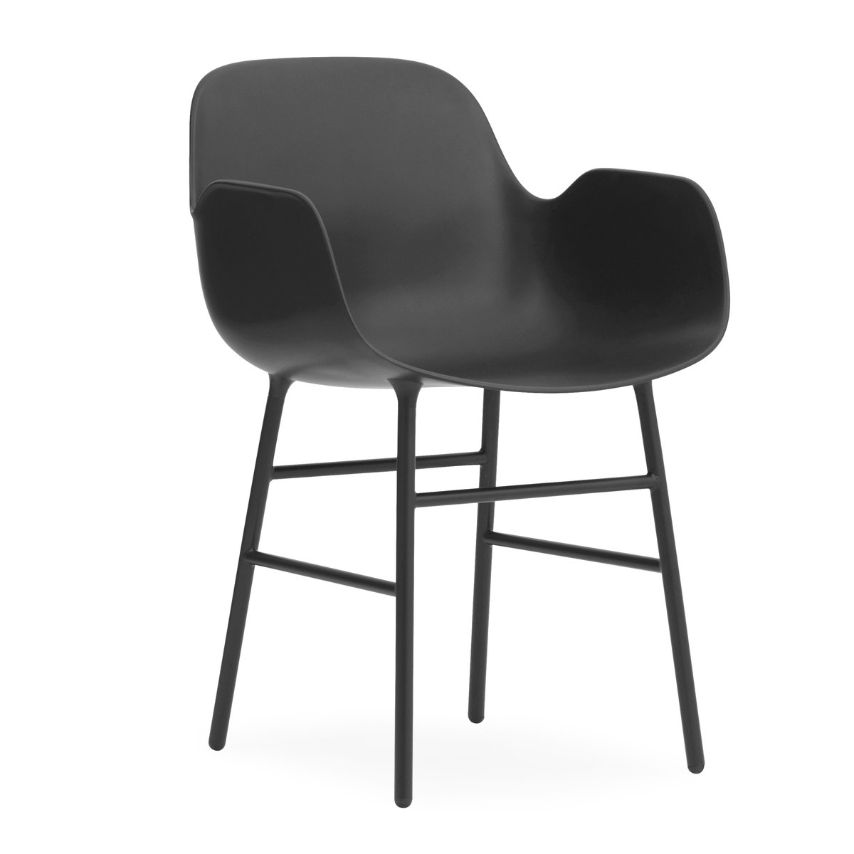 Normann Copenhagen Form käsinojallinen tuoli metallijalat Musta