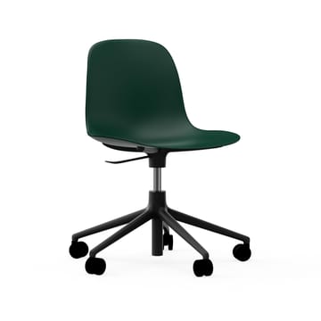 Form pyörivä tuoli, 5W työtuoli - Vihreä, musta alumiini, pyörät - Normann Copenhagen