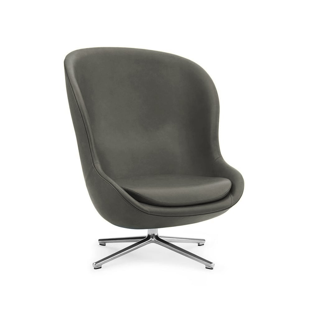 Normann Copenhagen Hyg nojatuoli Nahka ultra 41575 vihreä, alumiininen pyörivä jalka