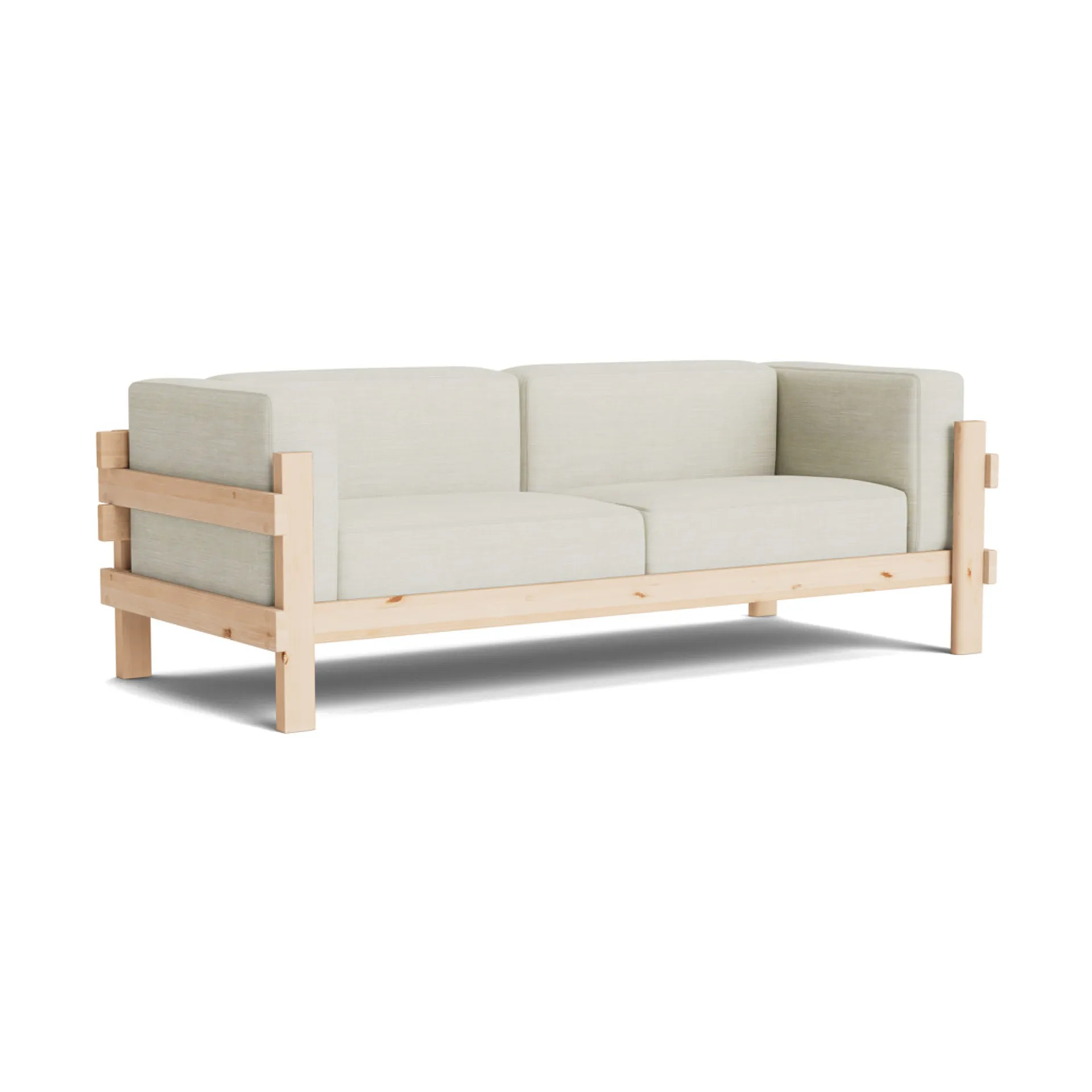 Kube sohva, Lakattu mänty - kangas Remix 223 Beige, 220 cm Normann Copenhagen