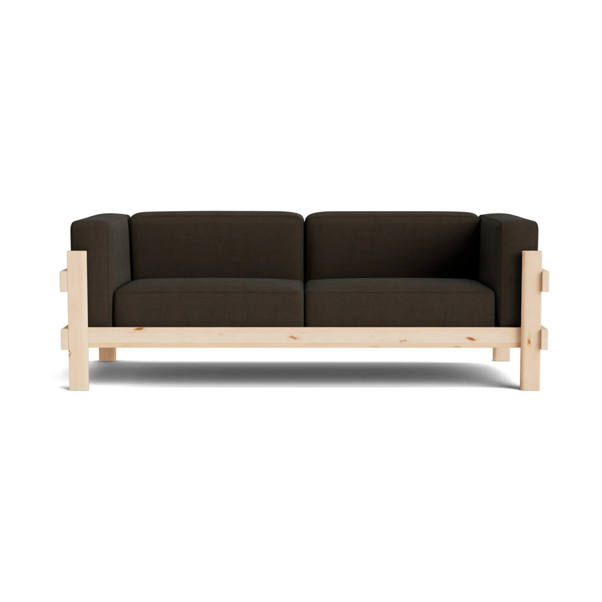 Kube sohva, Lakattu mänty - kangas Remix 356 Brown, 220 cm Normann Copenhagen