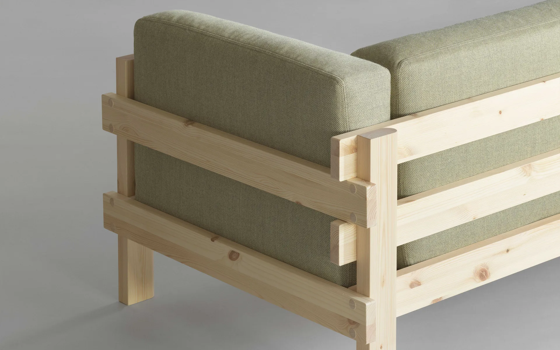 Kube sohva, Lakattu mänty - kangas Remix 356 Brown, 220 cm Normann Copenhagen