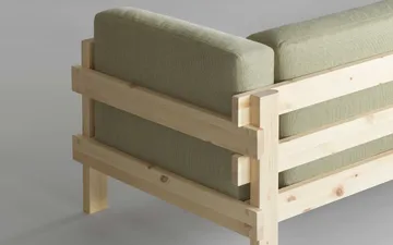 Kube sohva - Lakattu mänty - kangas Remix 356 Brown, 220 cm - Normann Copenhagen